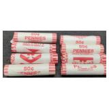 (8) 2009-D Rolls L. Cents, Log, Cabin, BU In