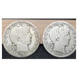 (2) Barber Half Dollars: 1911, 12-D