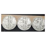 (3) W. Liberty Half Dollars: 1942, 43-S, 46