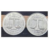 (2) 1 Troy Oz. Silver Trade Unit Rounds