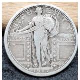 1917 T1 Standing Liberty Quarter VF