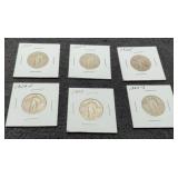 (6) Different Standing Liberty Quarters 1925-1930