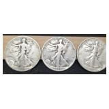 (3) W. Liberty Half Dollars: 1934, 35-D, 45