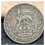 1922 G. Britain Silver 1 Shilling 50%/5.7 G