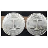 (2) 1 Troy Oz. Silver Trade Unit Rounds