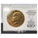 1971-D Ike Dollar Layered w/ 24 K Gold