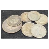 Lot w/ 7 Foreign Silver Coins: