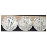 (3) W. LIberty Half Dollars: 1934-S, 35-S, 43-S