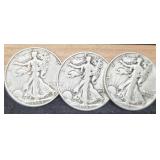 (3) W. Liberty Half Dollars: 1942-P&D, 44-S