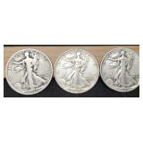 (3) W. Liberty Half Dollars: 1935-D, 41, 43