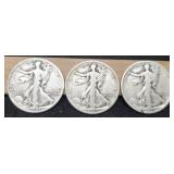 (3) W. Liberty Half Dollars: 1935-D&S, 1941