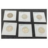 (6) Different Standing Liberty Quarters