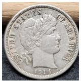1914 Barber Dime w/ Full Liberty In Head Band