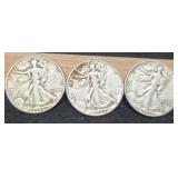 (3) W. Liberty Half Dollars: 1942, 44, 45