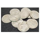 (10) Different Buffalo Nickels 1927-1937-D