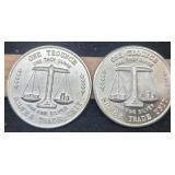 (2) 1 Troy Oz. Silver Trade Unit Rounds