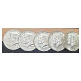 (5) 1964 K. Half Dollars Unc.