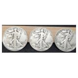 (3) W. Liberty Half Dollars: 1943, 44-P&D