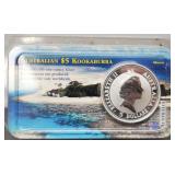1 Oz. Silver $5 Australian Kookaburra w/ Display