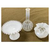 3 Pieces of Opalescent & Milk Glass