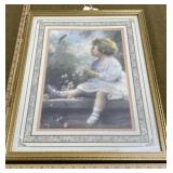 Girl and Bluebird Framed Print