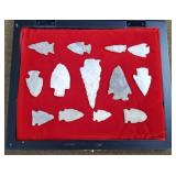 13 Indian Artifacts in Display Case