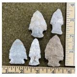 5 Flint Indian Artifacts