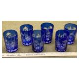 6 - 4" Blue Cut Tumblers