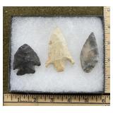 3 Flint Points in Rieker Box