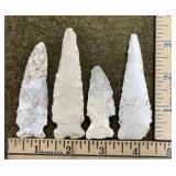 4 Flint Indian Artifacts