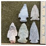 5 Flint Indian Artifacts