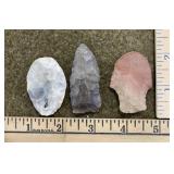 3 Flint Indian Artifacts