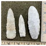 3 Flint Indian Artifacts