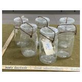 6 - Wide Mouth Glass Top Quart Jars