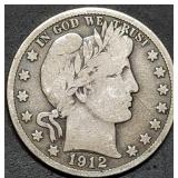 1912-S Barber Silver Half Dollar Nice