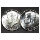 Pair of 1965 Kennedy 40% Silver Half Dollars Gem