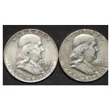 1959 & 1963 Franklin Silver Half Dollars