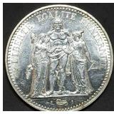 1970 France 10 Francs Hercules 90% Silver Dollar