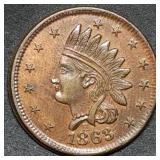 1863 Indian Head Civil War Token Not One Cent