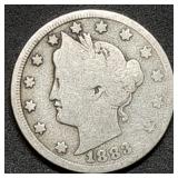 1883 with Cents Liberty V Nickel, Key Date