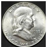 1953-D Franklin Silver Half Dollar Gem BU FBL