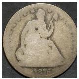 1875 Seated Liberty Silver Half Dollar