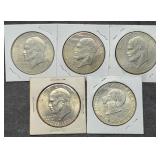 5 BU 1976 Bicentennial Ike Dollars in Holders