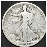1917 Walking Liberty Silver Half Dollar Nice