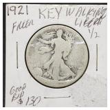 Key Date 1921 Walking Liberty Silver Half Dollar