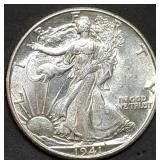 1941-D Walking Liberty Silver Half Dollar Gem BU