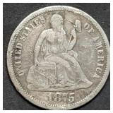 1875 Seated Liberty Silver Dime