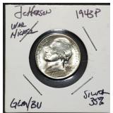 1943 P Silver Jefferson War Nickel Gem BU