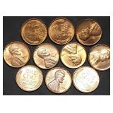 Ten Gem BU Red Mid-1940s Lincoln Wheat Cents