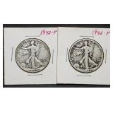 Pair of 1942-P Walking Liberty Silver Half